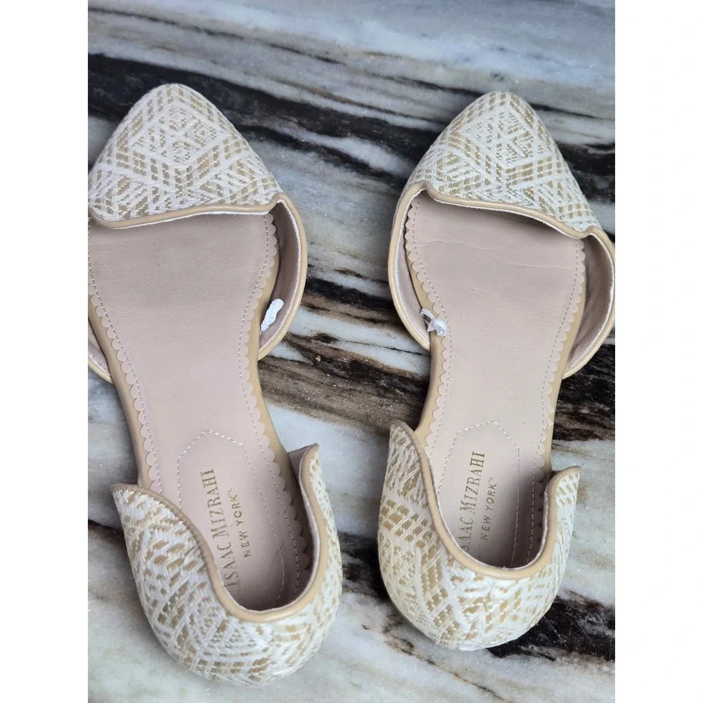 Isaac Mizrahi New‎ York Woven Geometric d'Orsay Pointed Toe Flats Beige Cream 10